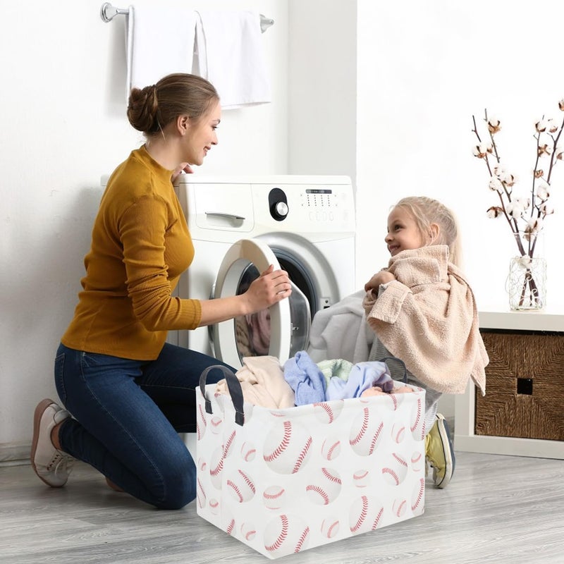 FXOCSHE FXOLCSHE Easter baseball basket,Kids Storage Basket,Boys baseball hamper,Waterproof foldable laundry basket,baby Room Decor(Baseball) - Image 4